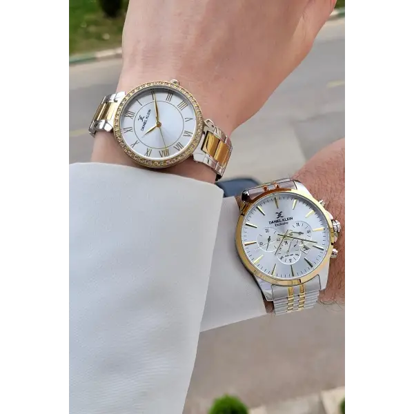 Gold Gümüş Renk Sevgili Çift Kol Saati STISTE2