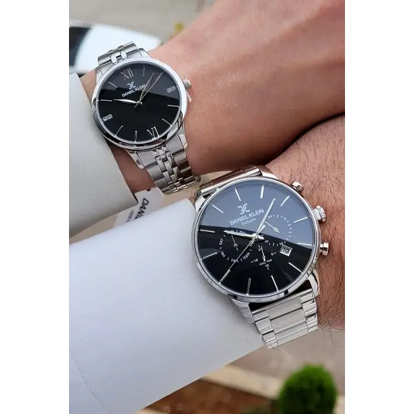 Kadranı Siyah Kordonu Gümüş Renk Sevgili Çift Kol Saati STISTE7