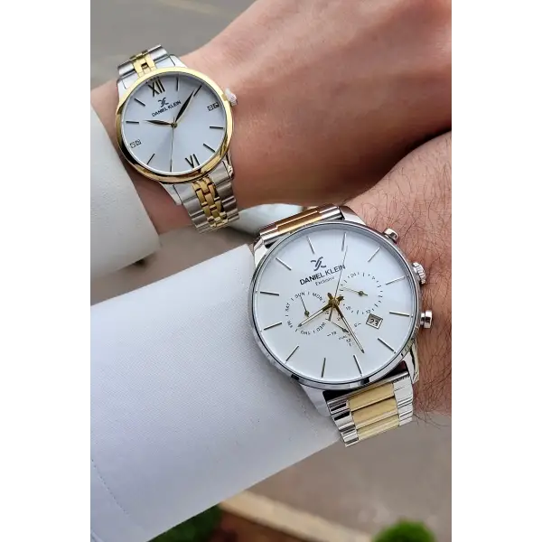 Gold Gümüş Renk Sevgili Çift Kol Saati STISTE8