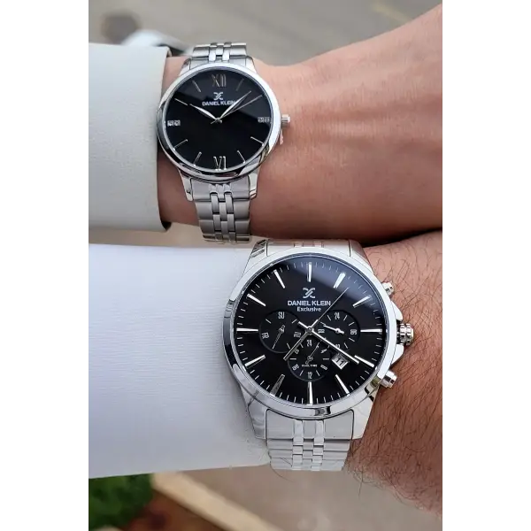 Kadranı Siyah Kordonu Gümüş Renk Sevgili Çift Kol Saati STISTE5