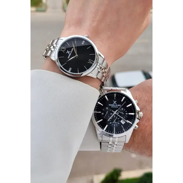 Kadranı Siyah Kordonu Gümüş Renk Sevgili Çift Kol Saati STISTE5