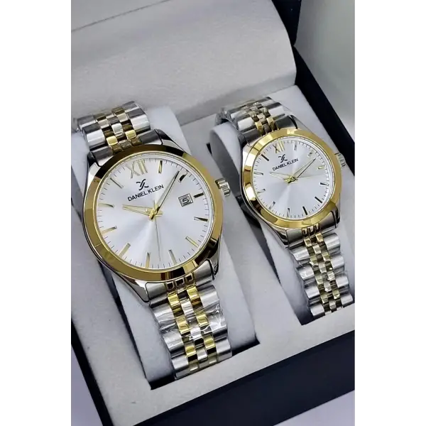 Gold Gümüş Renk Hediye Paketli Sevgili Çift Kol Saati