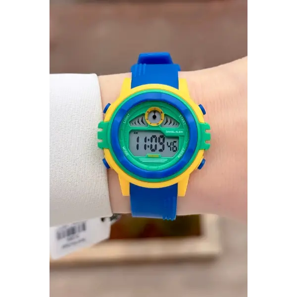 Sarı Yeşil Mavi Renk 8 Farklı Işıklı Hediye Paketli 5 ATM Çocuk Kol Saati