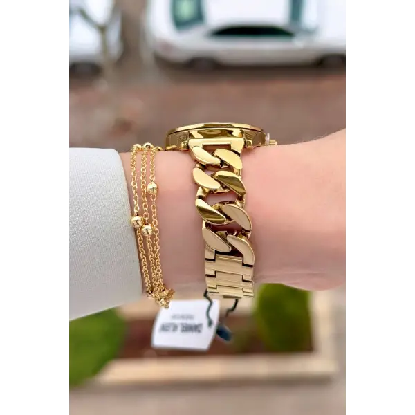 Zincirli Kordon Kadranı Gümüş Renk Kadın Kol Saati Ve Bileklik