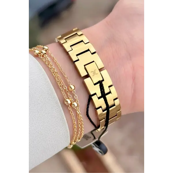 Zincirli Kordon Kadranı Gümüş Renk Kadın Kol Saati Ve Bileklik