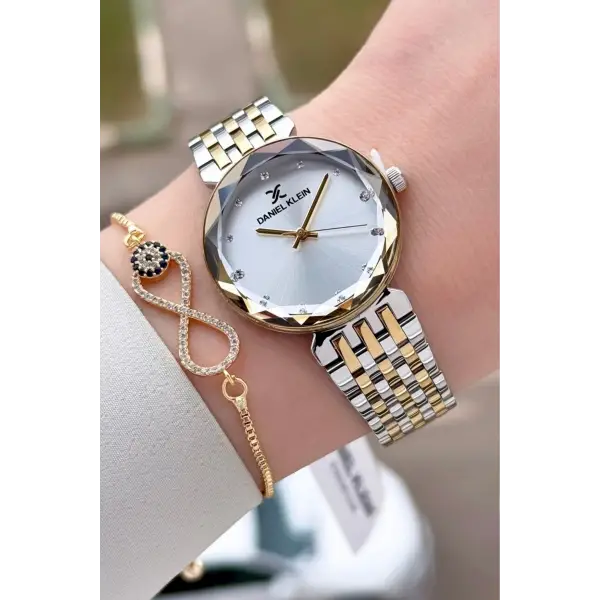 Kadranı Gümüş Kordonu Gold Gümüş Renk 30 mm Hediye Paketli Kadın Kol Saati ve Bileklik
