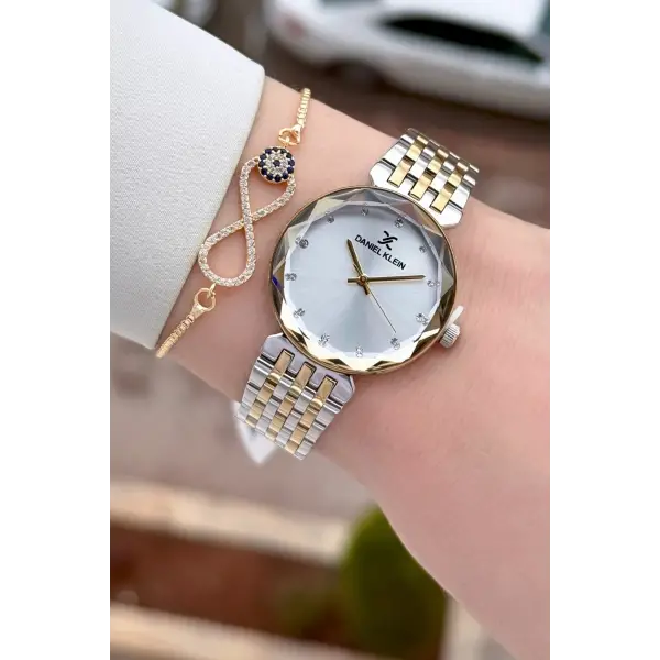 Kadranı Gümüş Kordonu Gold Gümüş Renk 30 mm Hediye Paketli Kadın Kol Saati ve Bileklik