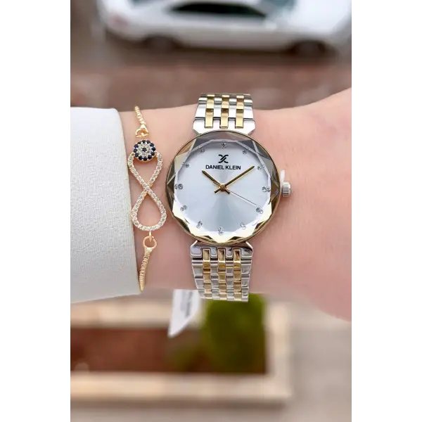 Kadranı Gümüş Kordonu Gold Gümüş Renk 30 mm Hediye Paketli Kadın Kol Saati ve Bileklik