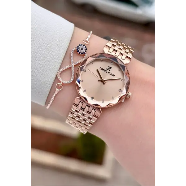 Kadranı Siyah Kordonu Rose Renk Kadın Kol Saati ve Bileklik