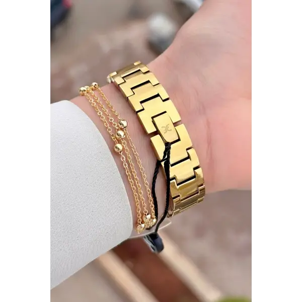 Kadranı Sarı Renk 24 Ay Garantili Kadın Kol Saati ve Hediye Bileklik