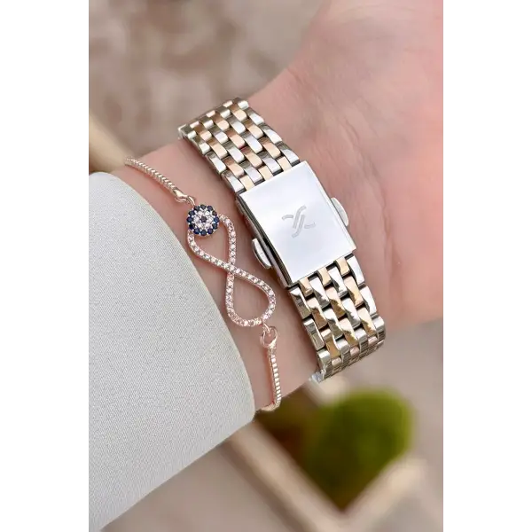 Rose Gümüş Renk Hediye Paketli 30 mm Hediye Paketli Kadın Kol Saati