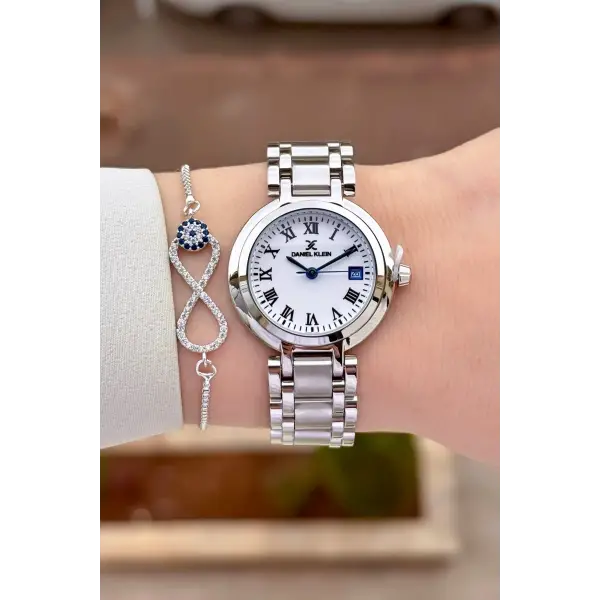 Gümüş Renk 30,5 mm Hediye Paketli Kadın Kol Saati ve Bileklik