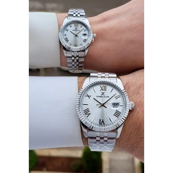 Gümüş Renk Hediye Paketli Sevgili Çift Kol Saati