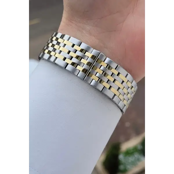 Kadranı Yeşil Kordonu Gold Gümüş Renk Hediye Paketli Erkek Kol Saati