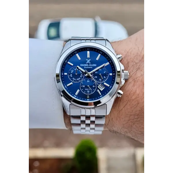 Gümüş Lacivert Renk 42 mm Hediye Paketli İç Göstergeleri Aktif Erkek Kol Saati