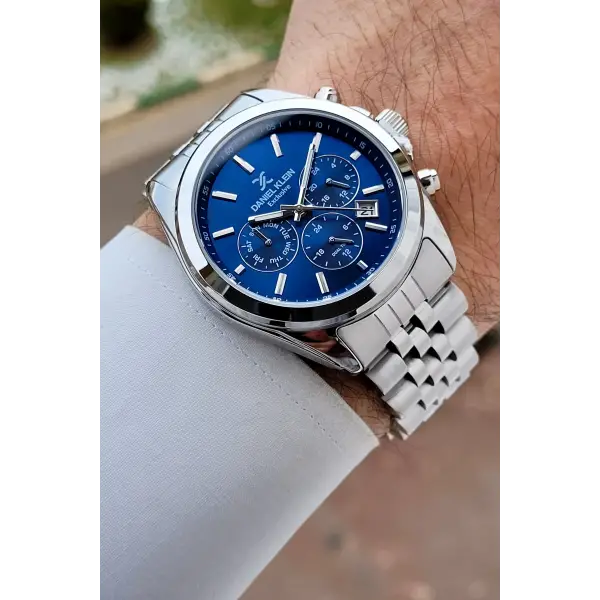 Gümüş Lacivert Renk 42 mm Hediye Paketli İç Göstergeleri Aktif Erkek Kol Saati