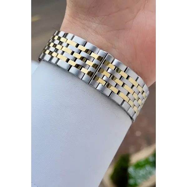 Gold Gümüş Renk Hediye Paketli Erkek Kol Saati