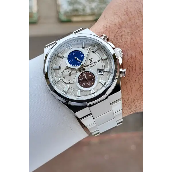 Gümüş Renk Hediye Paketli İç Göstergeleri Aktif Erkek Kol Saati