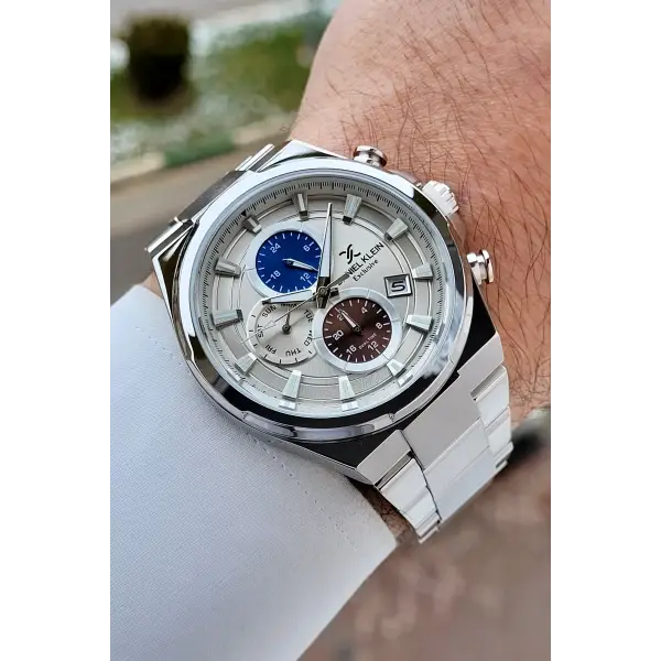 Gümüş Renk Hediye Paketli İç Göstergeleri Aktif Erkek Kol Saati