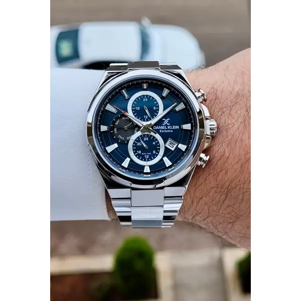 Kadranı Mavi Kordonu Gümüş Renk Hediye Paketli İç Göstergeleri Aktif Erkek Kol Saati