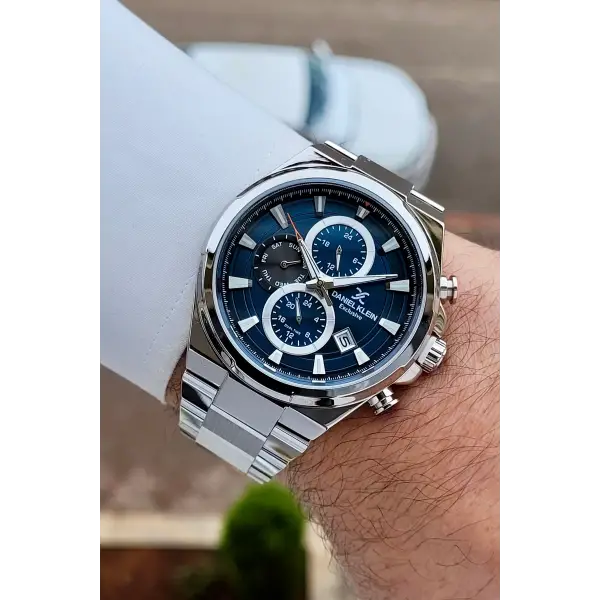 Kadranı Mavi Kordonu Gümüş Renk Hediye Paketli İç Göstergeleri Aktif Erkek Kol Saati