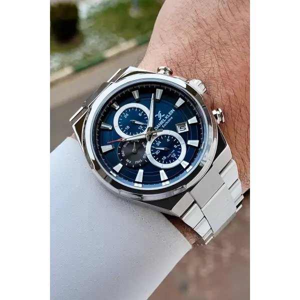 Kadranı Mavi Kordonu Gümüş Renk Hediye Paketli İç Göstergeleri Aktif Erkek Kol Saati