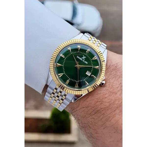Kadranı Yeşil Kordonu Gold Gümüş Renk Hediye Paketli 41 mm Erkek Kol Saati