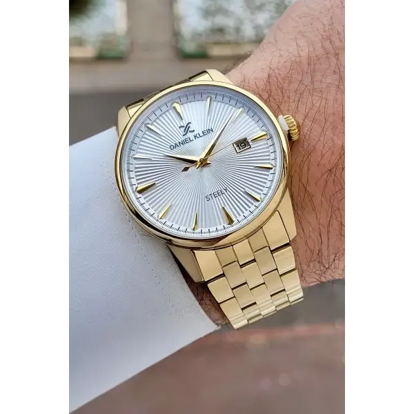 Gold Renk Hediye Paketli Paslanmaz Full Çelik Kasa Erkek Kol Saati