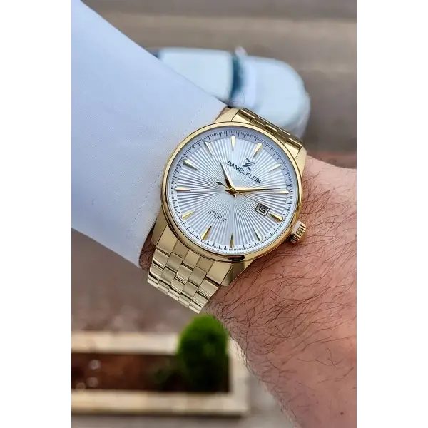 Gold Renk Hediye Paketli Paslanmaz Full Çelik Kasa Erkek Kol Saati