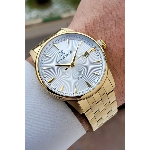 Gold Renk Hediye Paketli Paslanmaz Full Çelik Kasa Erkek Kol Saati