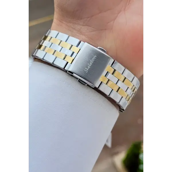 Kadranı Yeşil Kordonu Gold Gümüş Renk Otomatik Fonksiyonlu Fosforlu Erkek Kol Saati