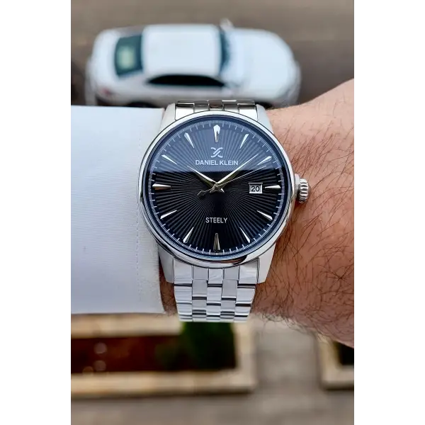 Gümüş Siyah Hediye Paketli Paslanmaz Full Çelik Kasa Erkek Kol Saati