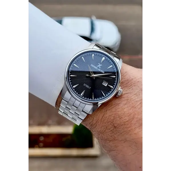 Gümüş Siyah Hediye Paketli Paslanmaz Full Çelik Kasa Erkek Kol Saati