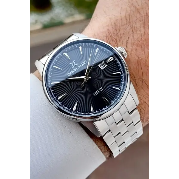 Gümüş Siyah Hediye Paketli Paslanmaz Full Çelik Kasa Erkek Kol Saati