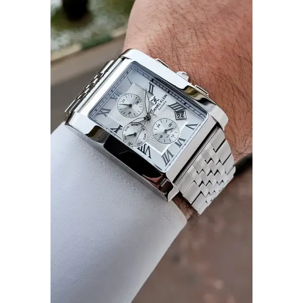 Gümüş Renk Hediye Paketli Erkek Kol Saati