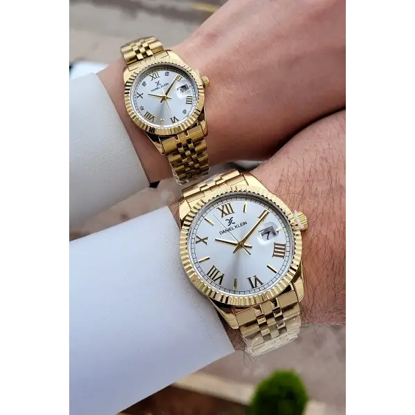 Gold Renk Hediye Paketli Sevgili Çift Kol Saati STISTE20