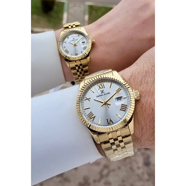 Gold Renk Hediye Paketli Sevgili Çift Kol Saati STISTE20