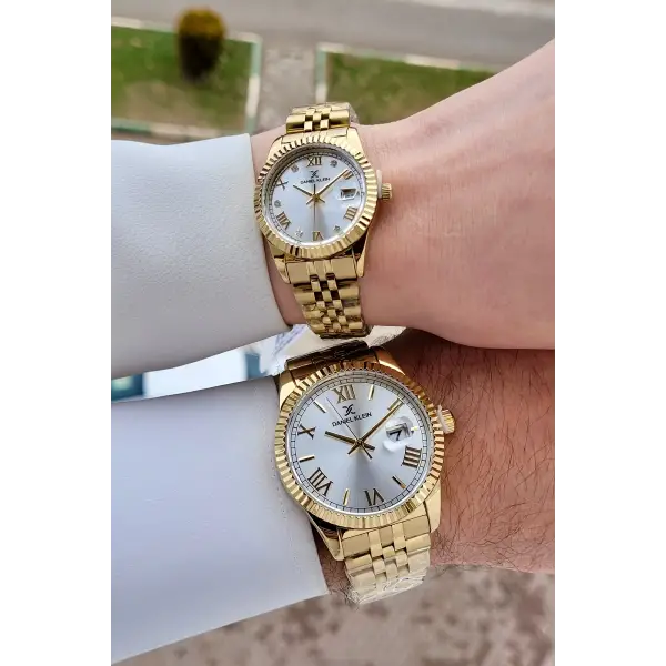 Gold Renk Hediye Paketli Sevgili Çift Kol Saati STISTE20