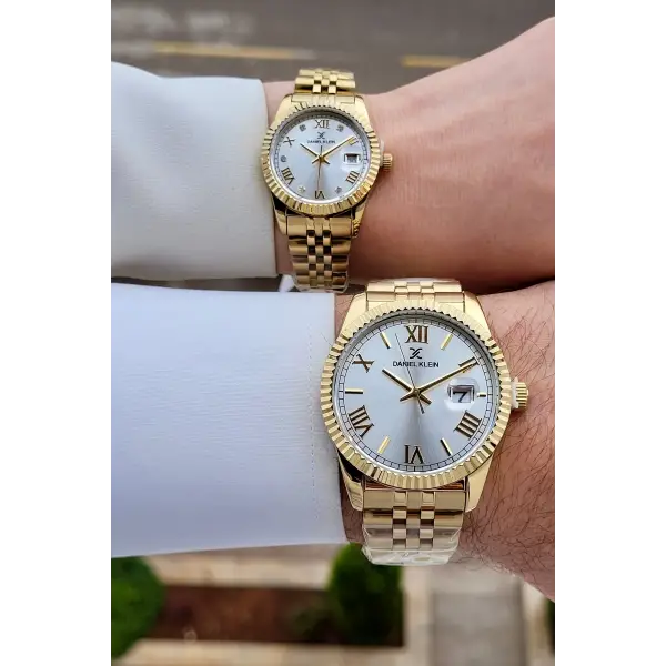 Gold Renk Hediye Paketli Sevgili Çift Kol Saati STISTE20