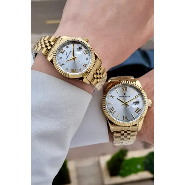 Gold Renk Hediye Paketli Sevgili Çift Kol Saati STISTE20