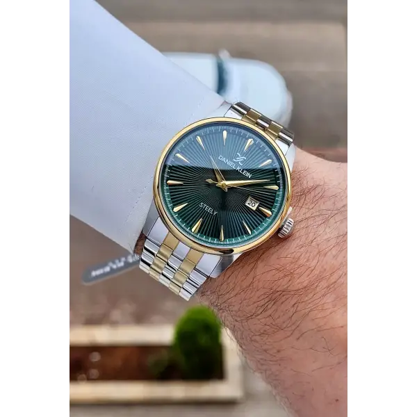 Gold Gümüş Yeşil Renk Hediye Paketli Paslanmaz Full Çelik Kasa Erkek Kol Saati