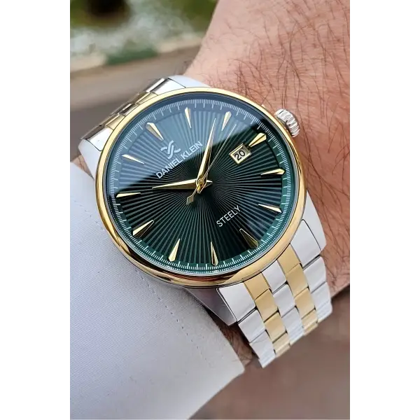 Gold Gümüş Yeşil Renk Hediye Paketli Paslanmaz Full Çelik Kasa Erkek Kol Saati