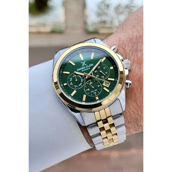 Gold Gümüş Yeşil Renk 42 mm Hediye Paketli İç Göstergeleri Aktif Erkek Kol Saati