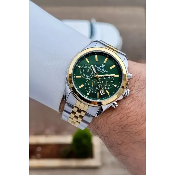 Gold Gümüş Yeşil Renk 42 mm Hediye Paketli İç Göstergeleri Aktif Erkek Kol Saati