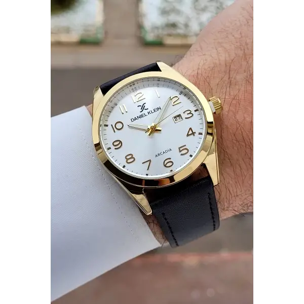 Kasası Gold Kordonu Kahverengi Renk Rakamlı 42,5 Mm Hediye Paketli Erkek Kol Saati