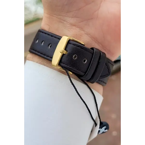 Kasası Gold Kordonu Kahverengi Renk Rakamlı 42,5 Mm Hediye Paketli Erkek Kol Saati