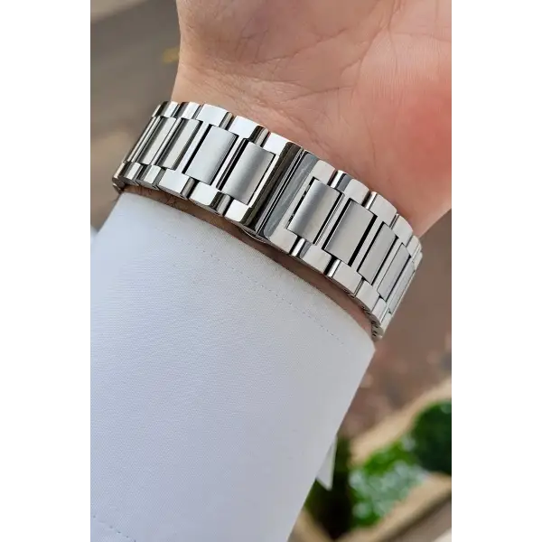 Gümüş Renk Hediye Paketli 41 mm Erkek Kol Saati