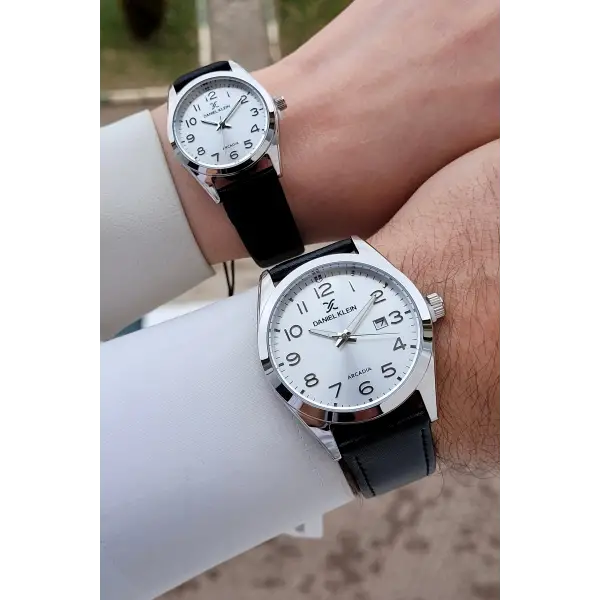 Gümüş Siyah Renk Hediye Paketli Sevgili Çift Kol Saati STISTE22