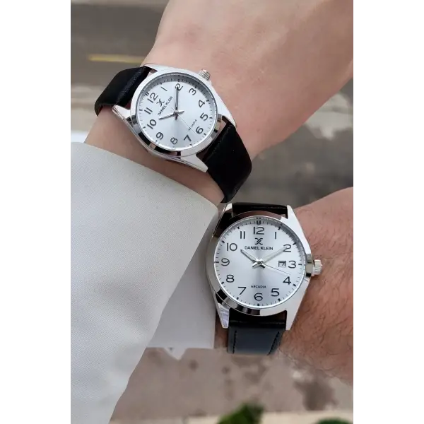 Gümüş Siyah Renk Hediye Paketli Sevgili Çift Kol Saati STISTE22