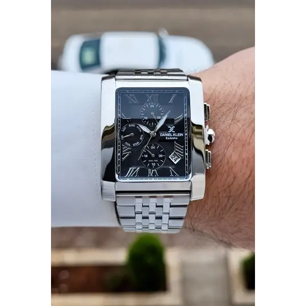 Kadranı Siyah Kordonu Gümüş Renk Hediye Paketli Erkek Kol Saati